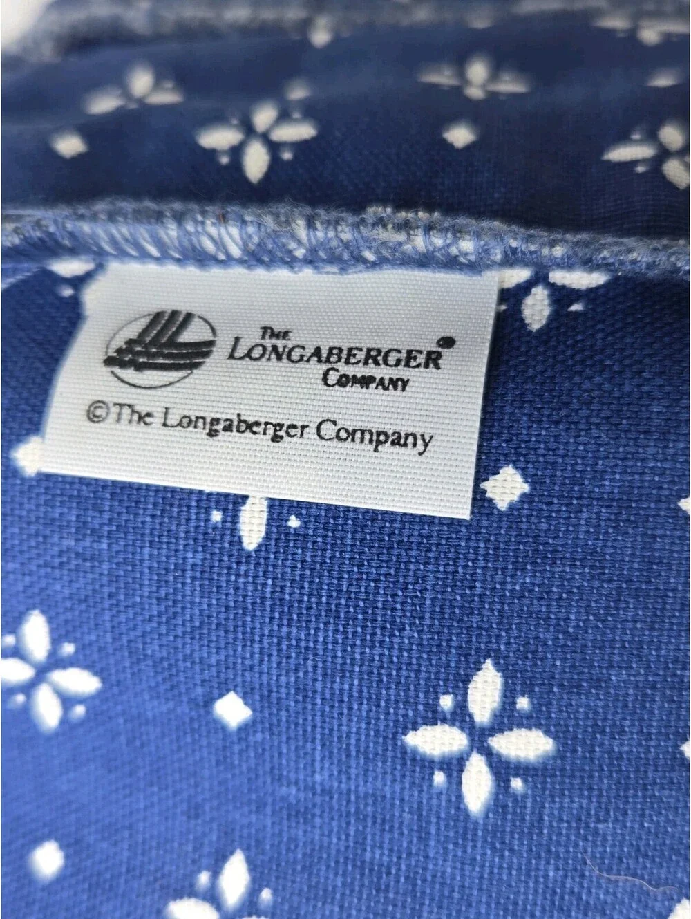 1990 LONGABERGER Medium Vegetable Basket w/Handles & Blue Fabric Liner No Insert